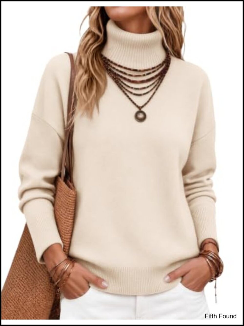 Women's Turtleneck Chunky Knit Pullover Sweater Oversized High Low Hem